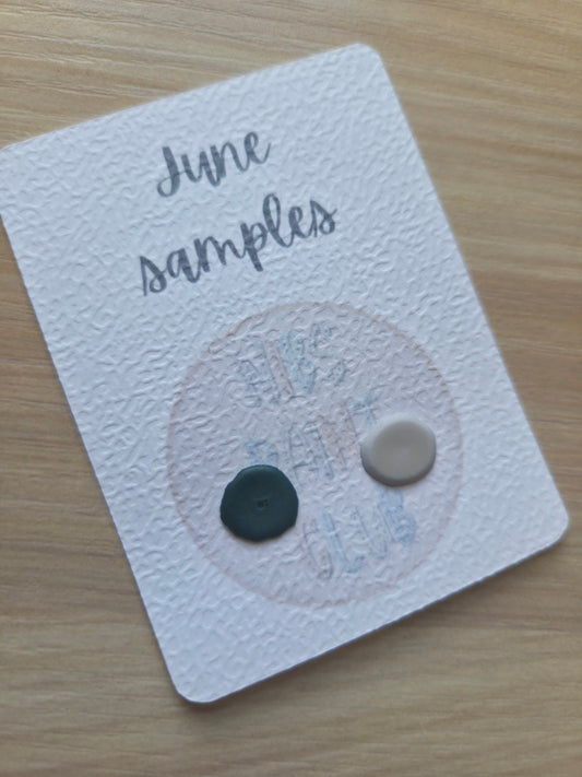 Handmade Vegan Watercolour Dot Card | June Paint Club Samples | Kyanite Bluish. Viridian genuine