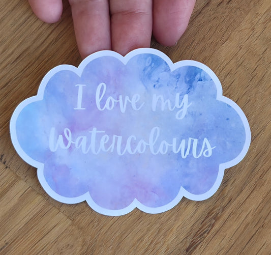 Watercolour Artist Sticker | "I Love My Watercolours" Calligraphy Cloud Sticker | Journal & Sketchbook Gift