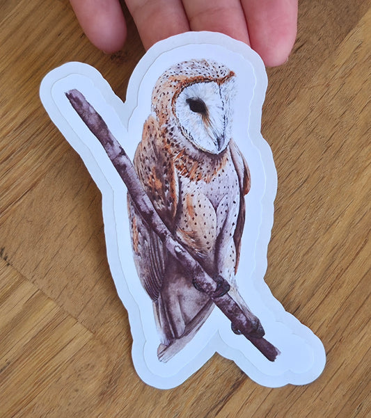Handmade Watercolour Owl Sticker | Hand-Painted Illustration Art Sticker
