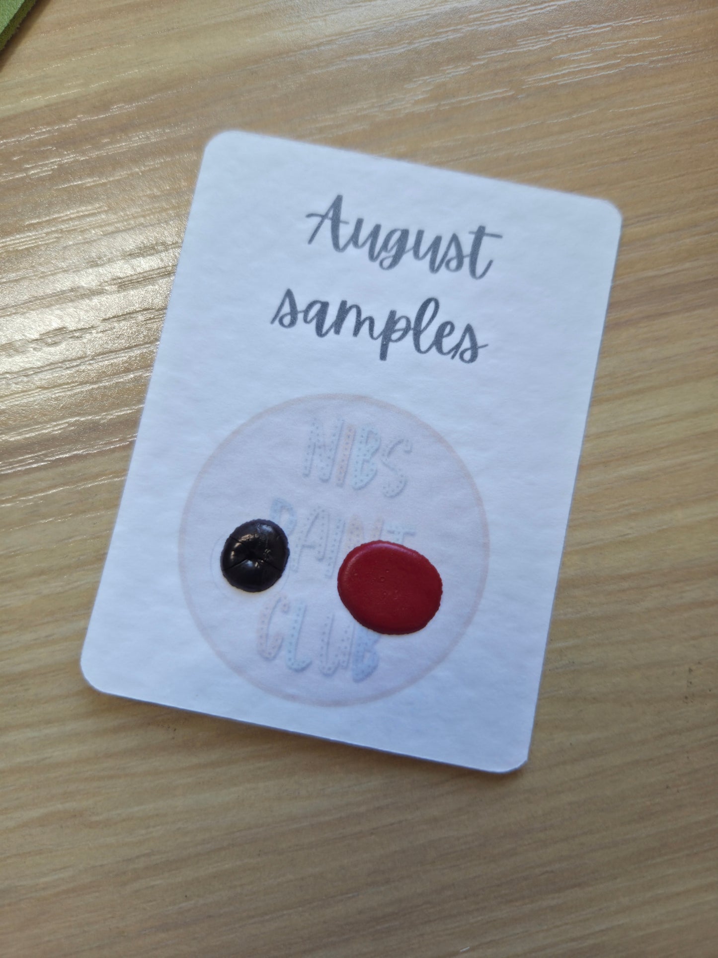 Handmade Vegan Watercolour Dot Card | August Paint Club Samples | Azo red and Perylene green