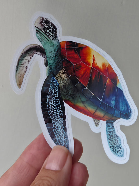 Handmade Watercolour Turtle Sticker | Hand-Painted Illustration Art Sticker