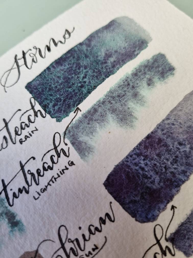 Handmade watercolour paint | granulating/separating green/purple | Lightning | Summer Storm set | watercolor collection | gift |