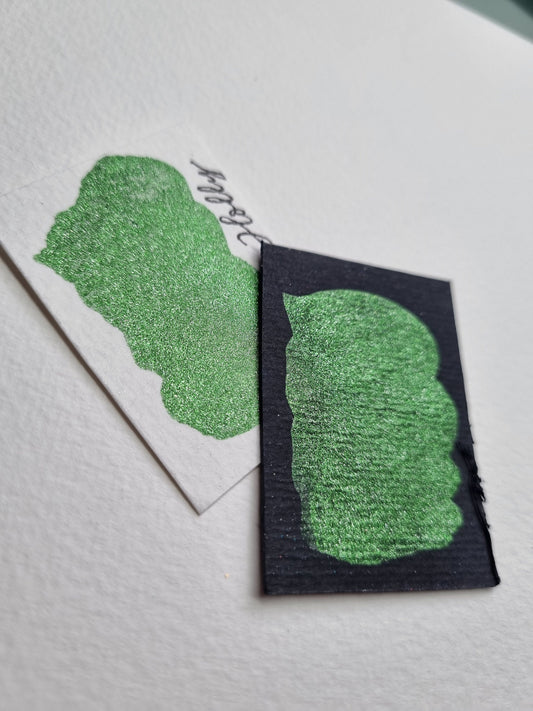 Handmade Green Chrome Watercolour Paint | Holly Metallic, Vegan