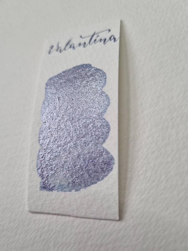 Handmade Glitter Watercolor Paint | Lilac Blue Iridescent, Vegan Half Pan | Valantina