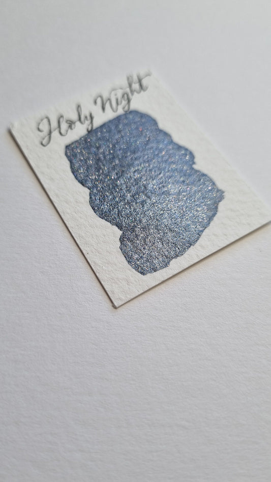 Handmade Dusky Blue Glitter Watercolour Paint | Holy Night Vegan Calligraphy Ink