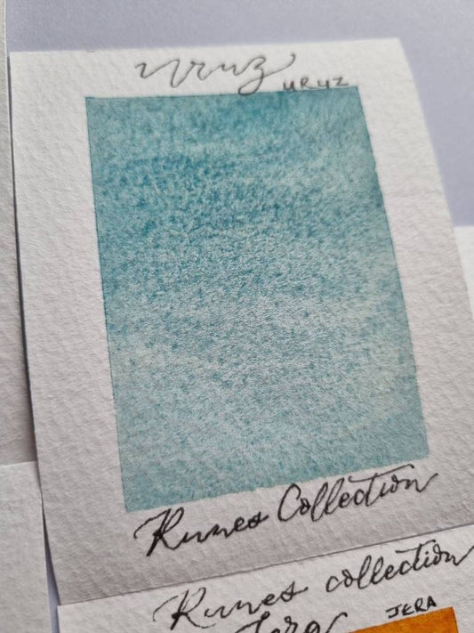 Handmade vegan watercolour paint | blue turquoise granulating | uruz - Runes collection
