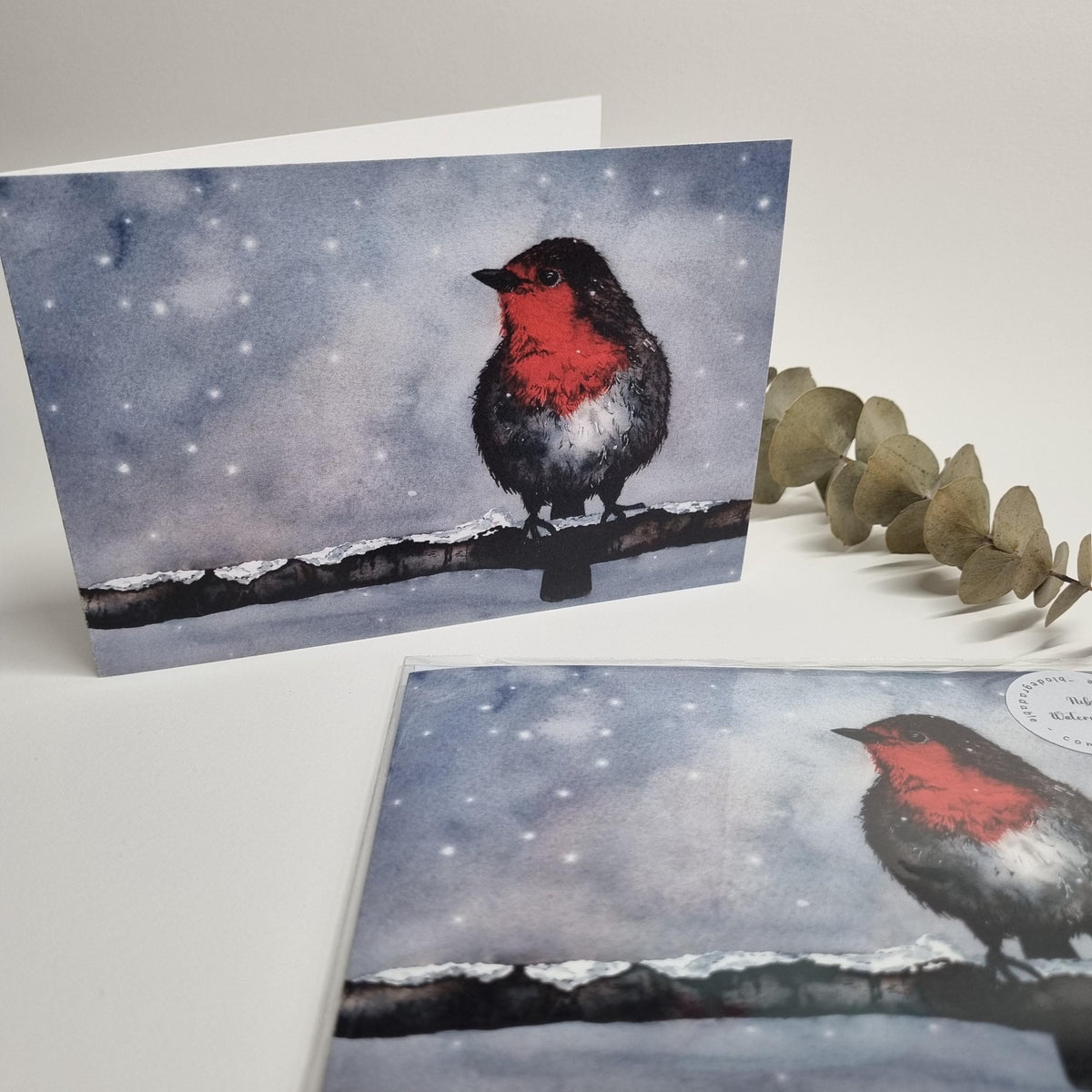 Nature Christmas Card Art Print | Unique Bird Illustration - Robin | Handmade Seasonal Greeting