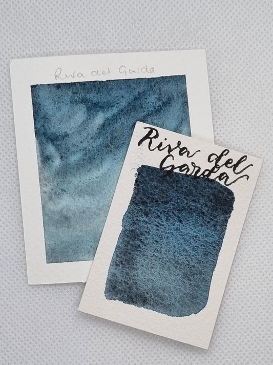 Handmade watercolour paint |Blue/turquoise/black granulating separating | Riva Del Garda | gift for artist |