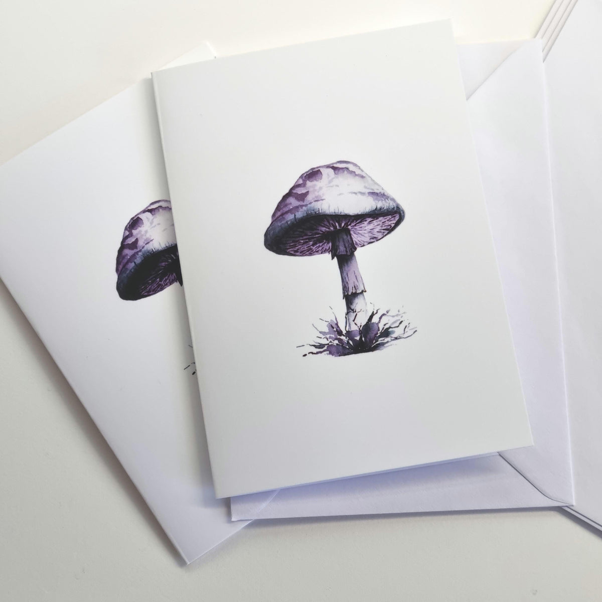 Mushroom Art Print Notecards - Handmade Watercolor Illustration, Set of 6