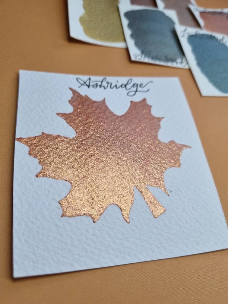 Handmade Copper Orange Shimmer Watercolor Paint | Vegan Mica Half Pan - Ashridge
