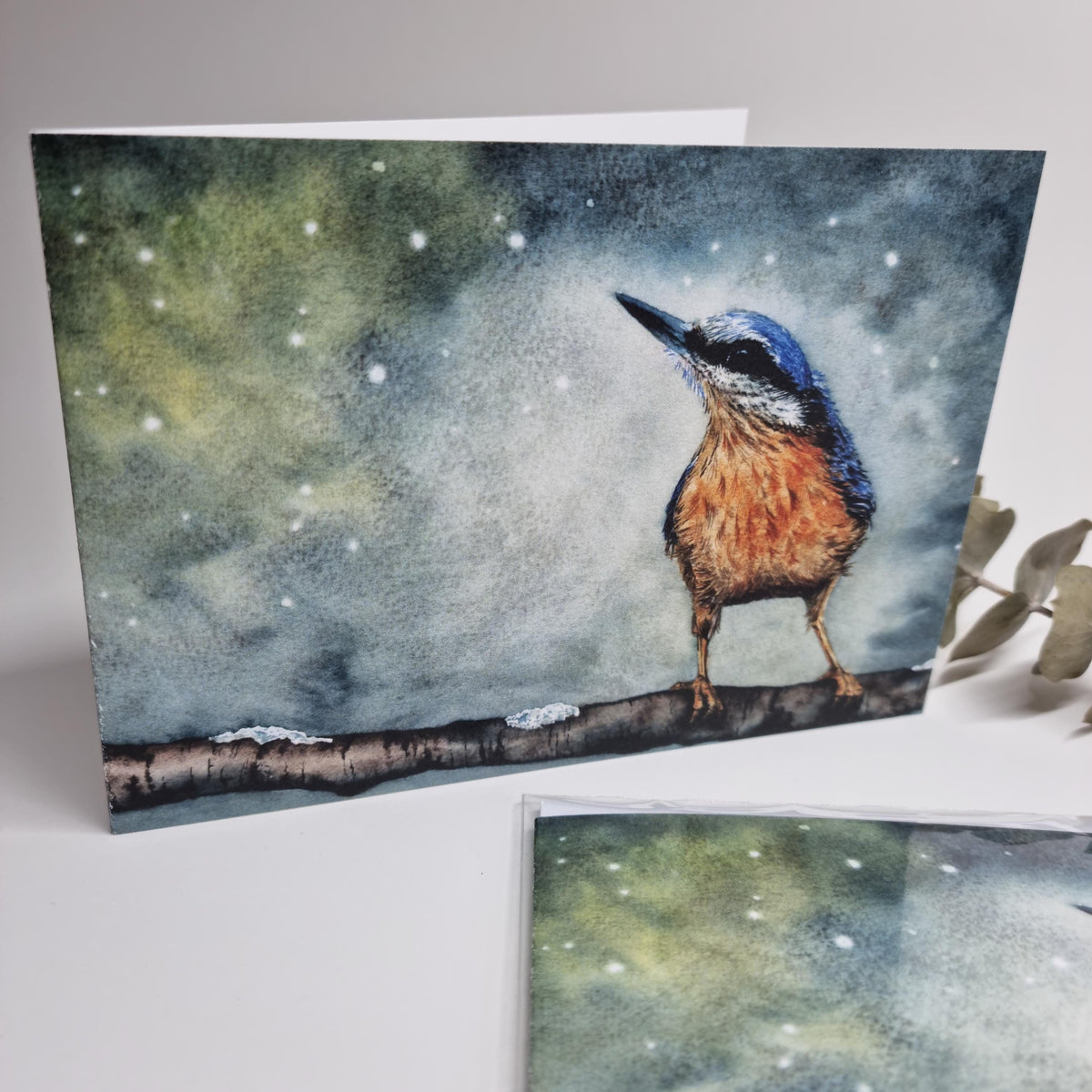 Luxury Nuthatch Christmas Card from original artwork | Simple Nature Lover gift card
