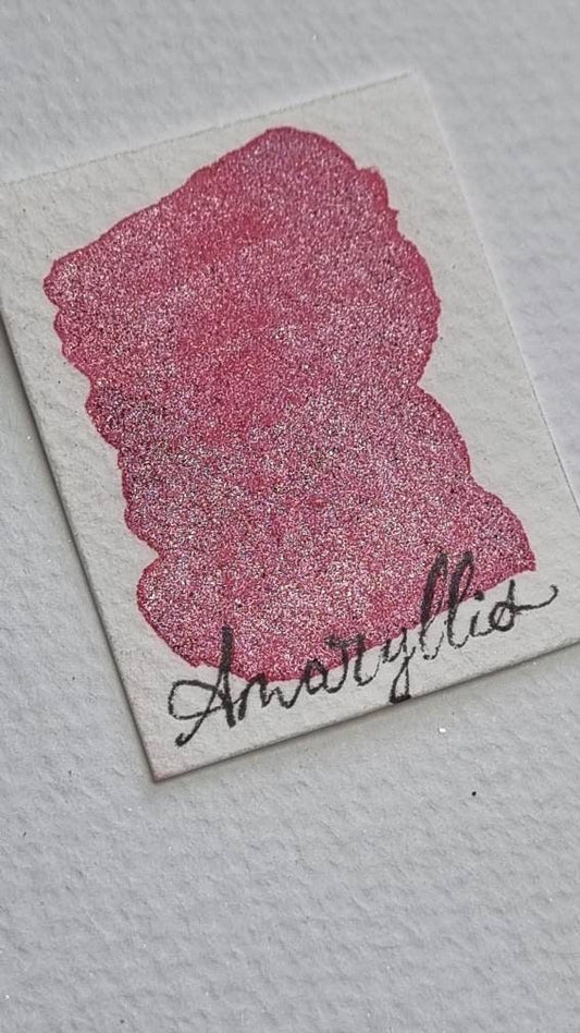 Handmade Amaryllis Red Glitter Watercolor Paint | Gold Shimmer Mica | Amaryllis