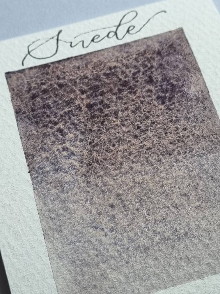 Handmade watercolour paint | granulating and separating purple/black/brown/pink | Suede | gift for artist