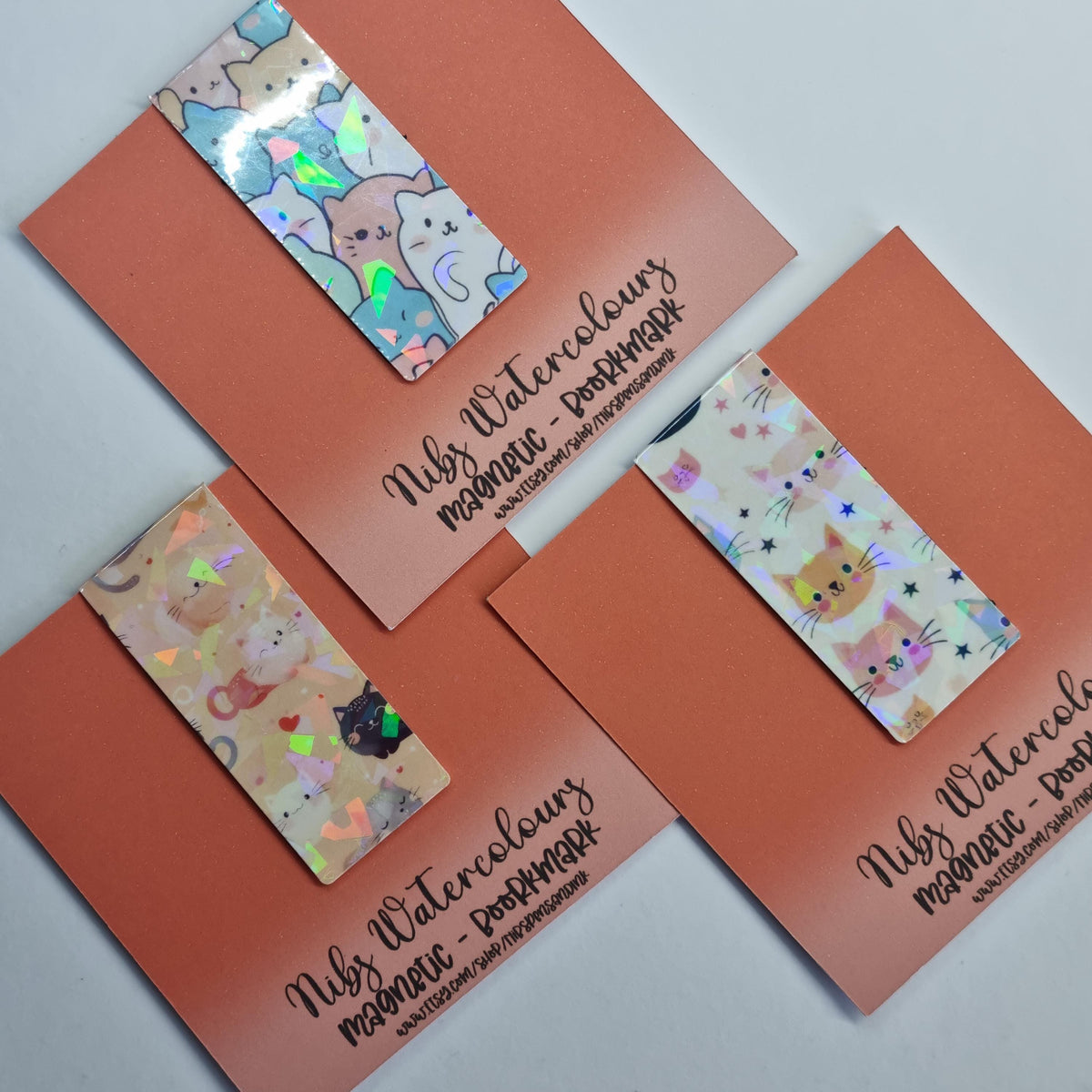 Kawaii Cat Magnetic Bookmark | Holographic Gift for Book Lover