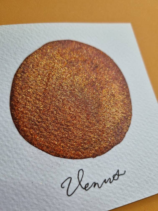 Handmade Iridescent Watercolor Paint | Venus Orange Gold Chrome | Venus