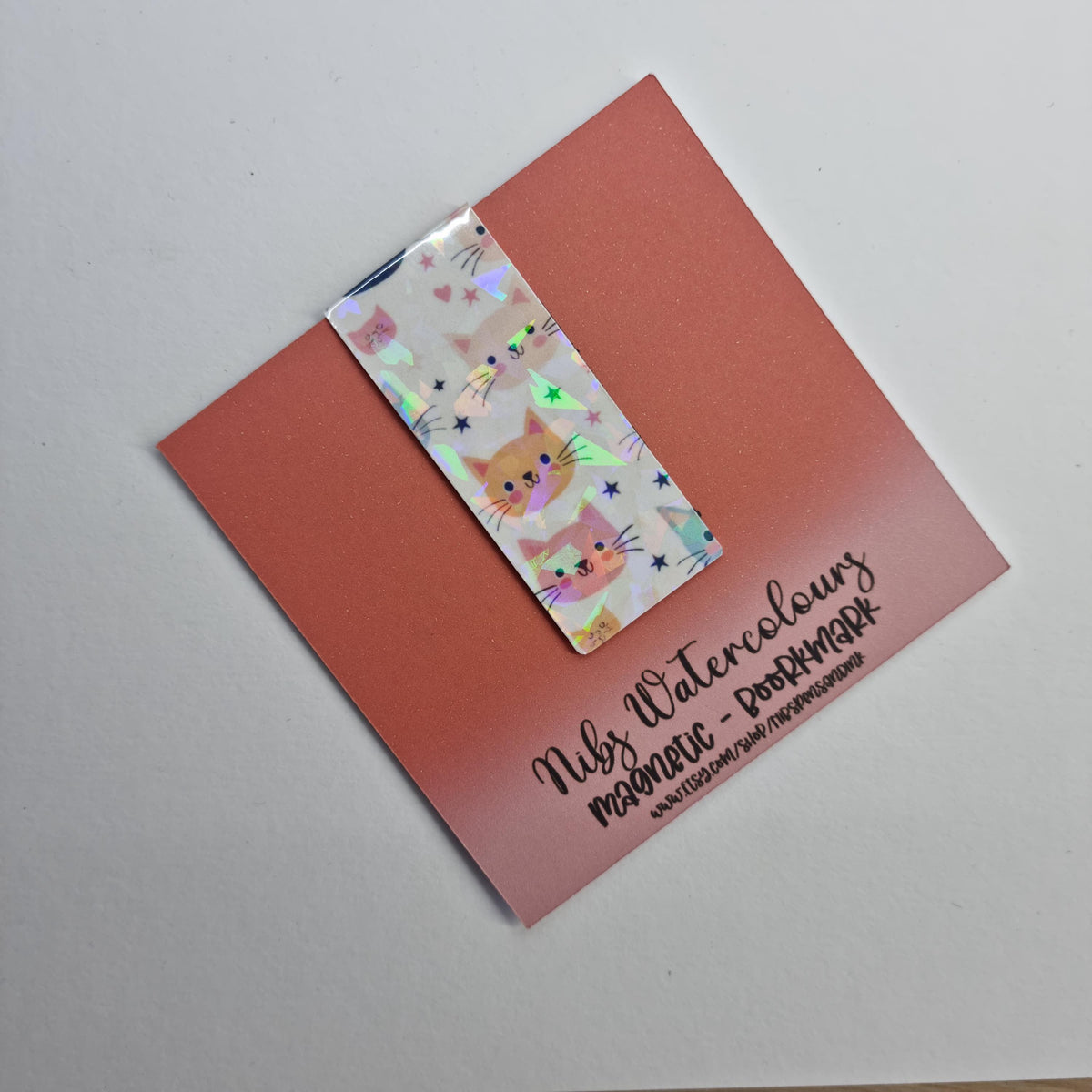 Kawaii Cat Magnetic Bookmark | Holographic Gift for Book Lover