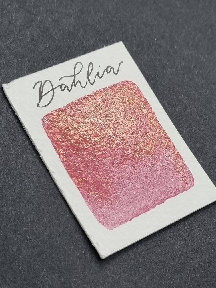 Handmade Glitter Watercolor Paint | Dahlia Rose Pink, Gold Duo Chrome
