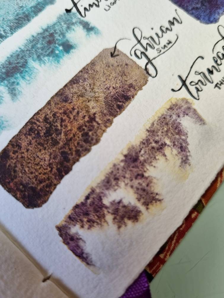 Handmade Vegan Watercolour Paint: Granulating Brown Violet Yellow - Ghrian Summer Storm Set