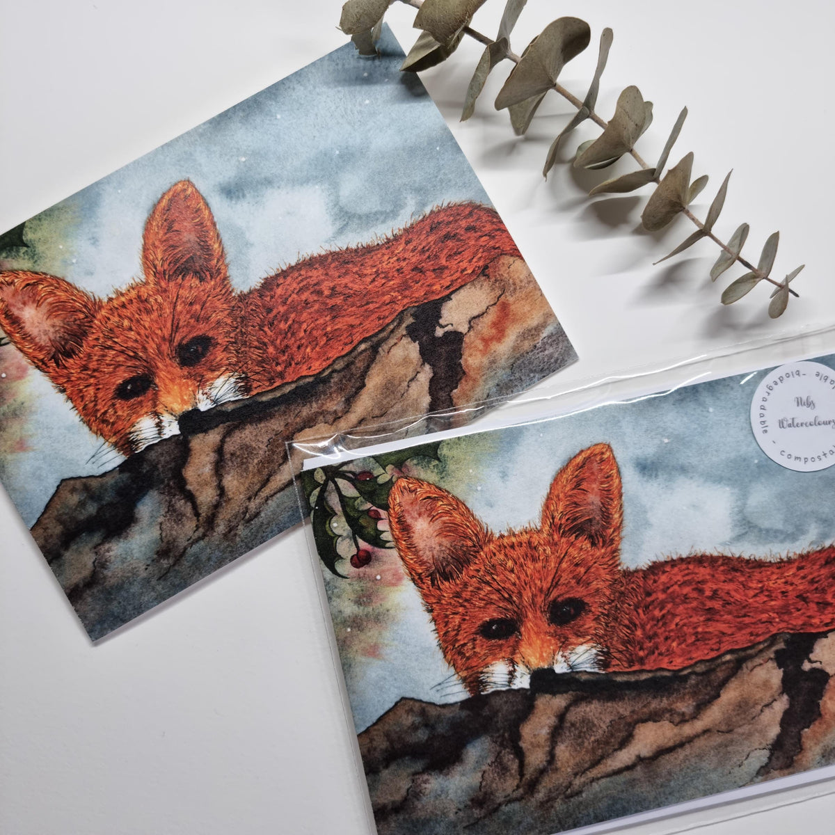 Adorable Luxury Fox Christmas Card | Handmade Xmas Greeting | Nature-Inspired Art