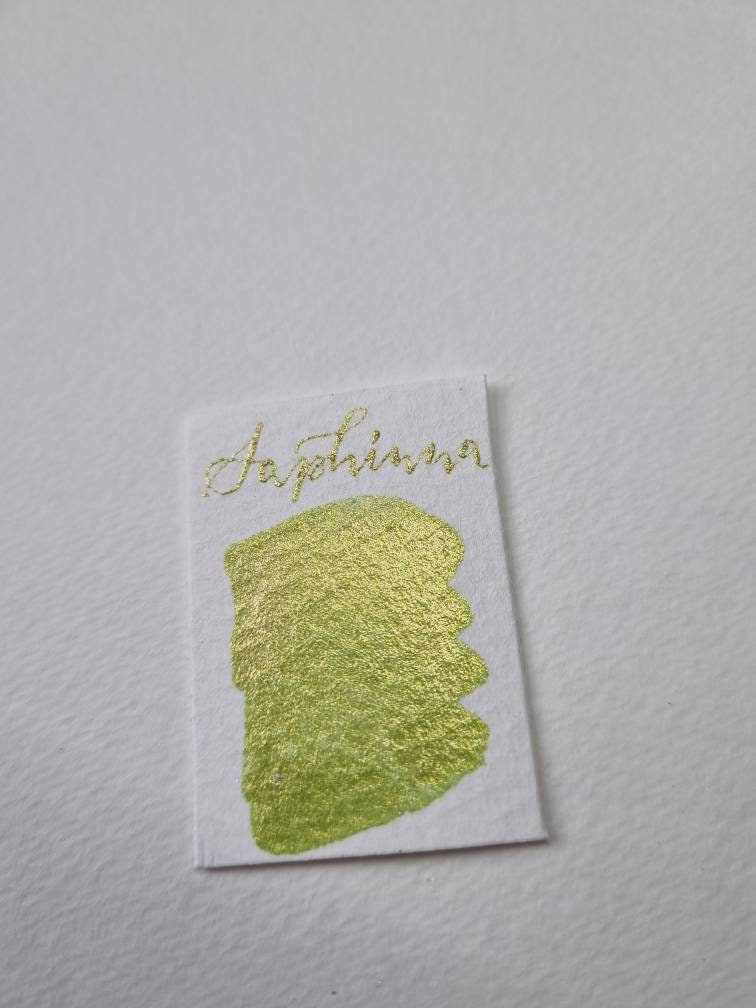 Handmade Glitter Watercolour Paint | Iridescent Lime Green, Vegan Half Pan