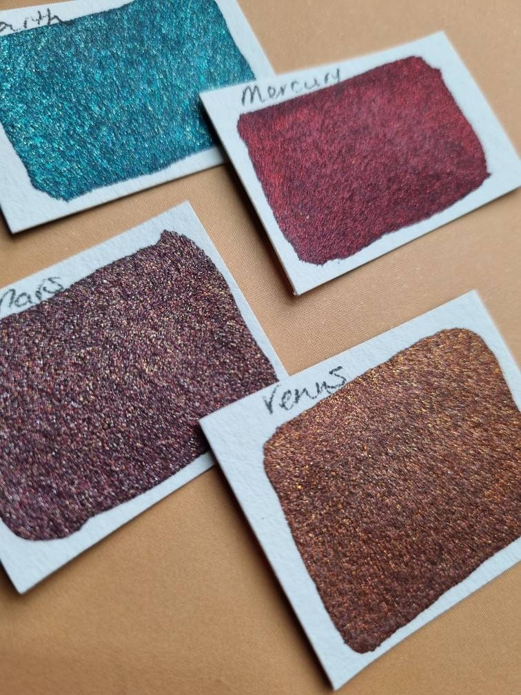 Handmade Iridescent Watercolor Paint | Venus Orange Gold Chrome | Venus