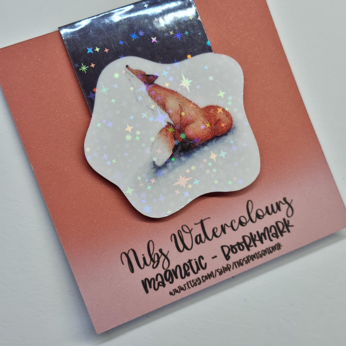 Holographic Fox Magnetic Bookmark – Whimsical Reader Gift