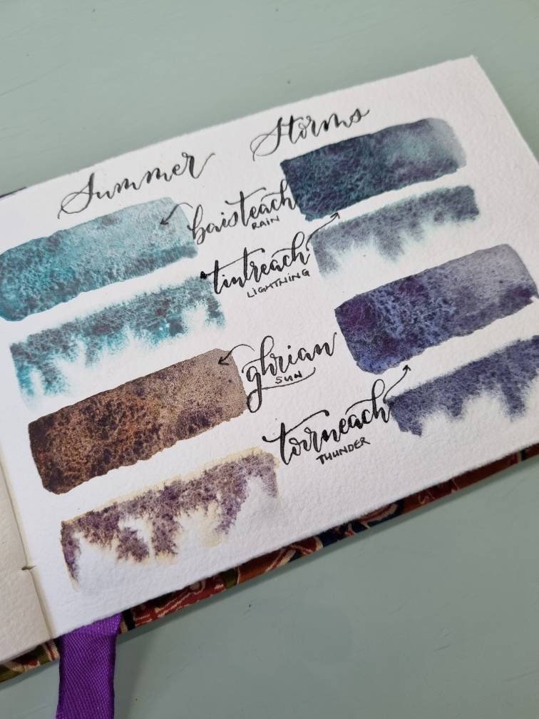 Handmade watercolour paint | granulating/separating green/purple | Lightning | Summer Storm set | watercolor collection | gift |