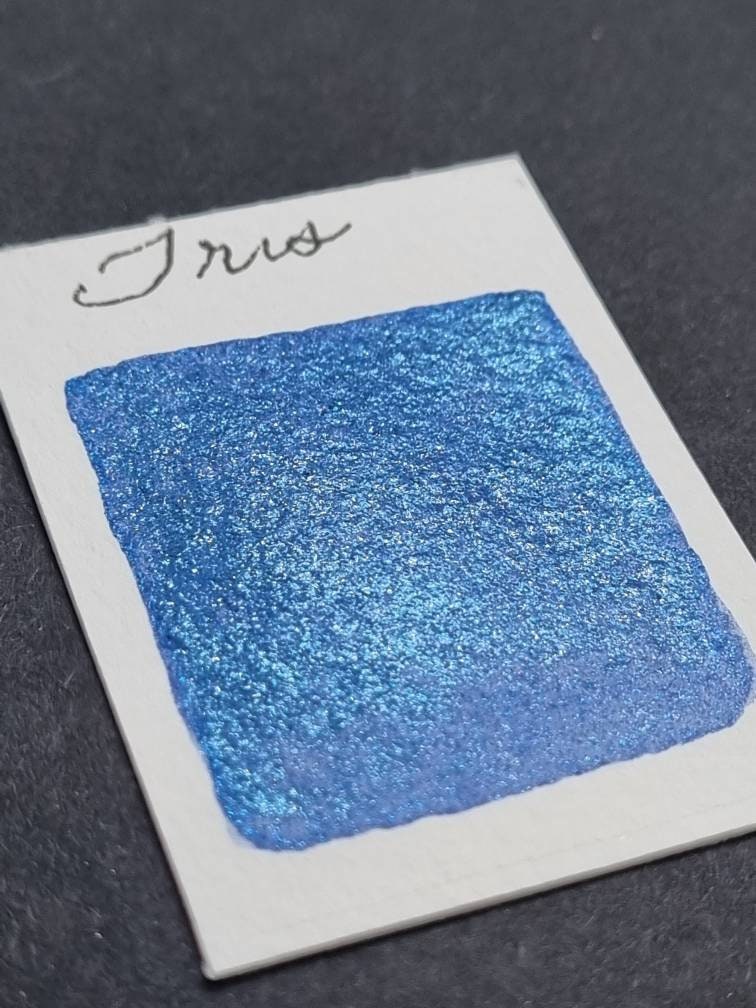 Handmade Glitter Watercolor Paint | Blue Iridescent Metallic, Iris