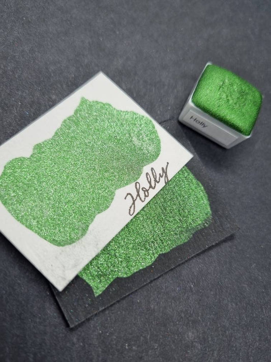 Handmade Green Chrome Watercolour Paint | Holly Metallic, Vegan