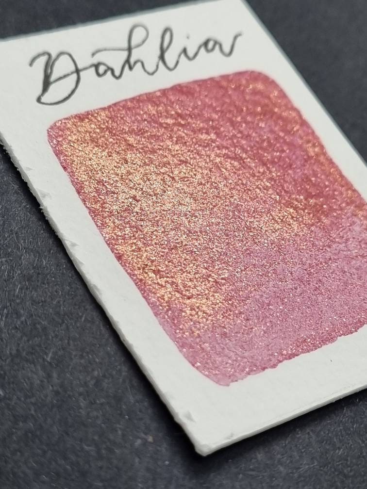 Handmade Glitter Watercolor Paint | Dahlia Rose Pink, Gold Duo Chrome
