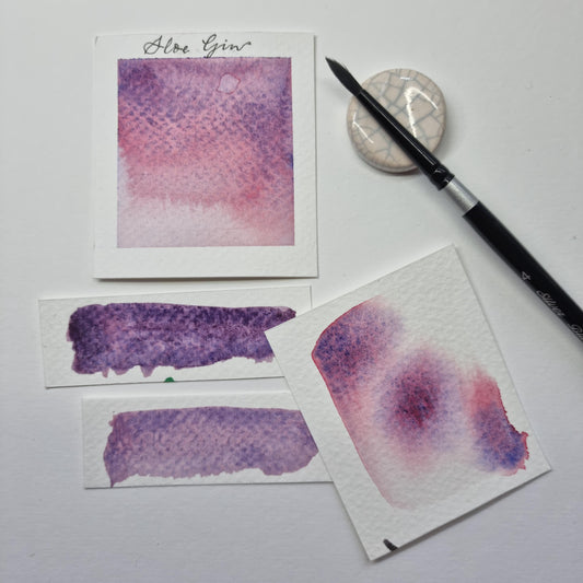 Sloe Gin Watercolour Paint | Handmade Granulating Pink Purple Half Pan