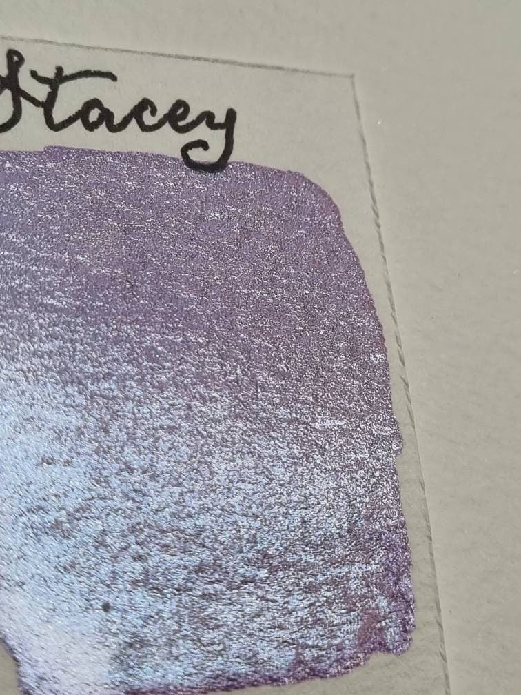 Handmade Metallic Watercolour Paint | Pink Lilac Shimmer, Vegan Half Pan | Stacey