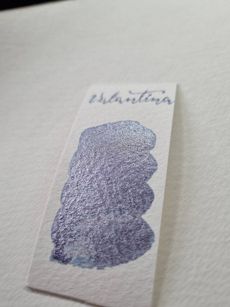Handmade Glitter Watercolor Paint | Lilac Blue Iridescent, Vegan Half Pan | Valantina
