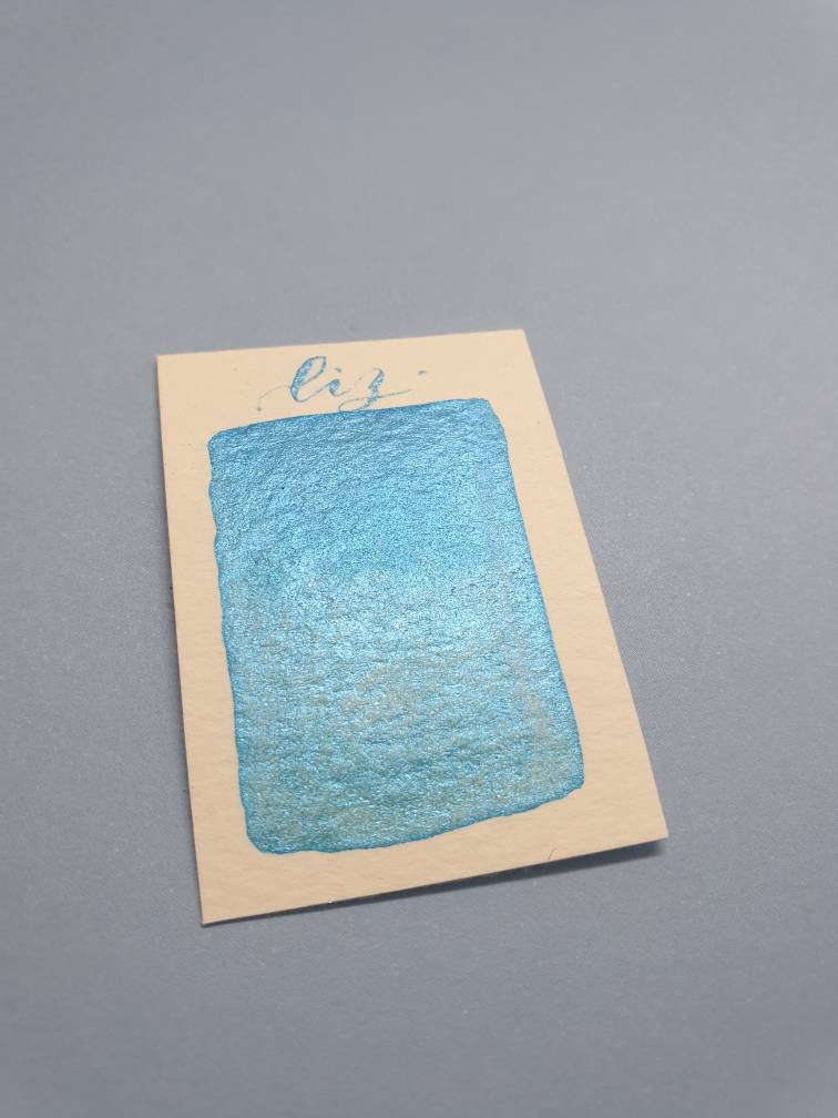 Handmade Glitter Watercolor Paint | "Liz" Blue Metallic Shimmer