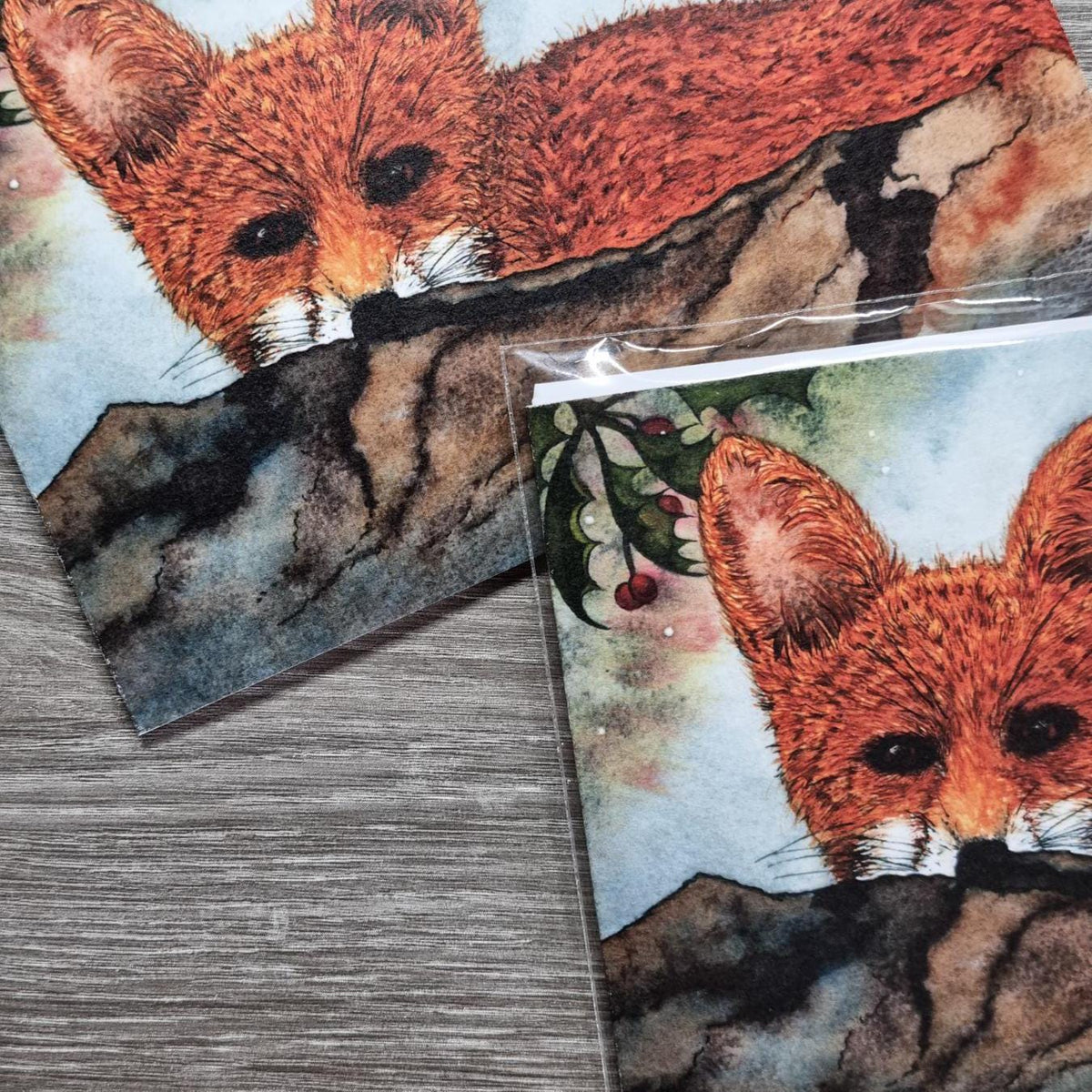 Adorable Luxury Fox Christmas Card | Handmade Xmas Greeting | Nature-Inspired Art