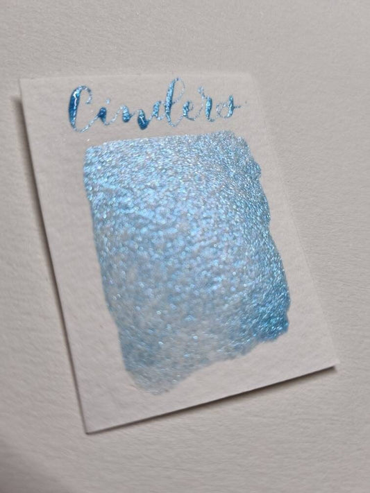 Handmade Glitter Blue Watercolour Paint | Vegan Mica Half Pan | Cinders