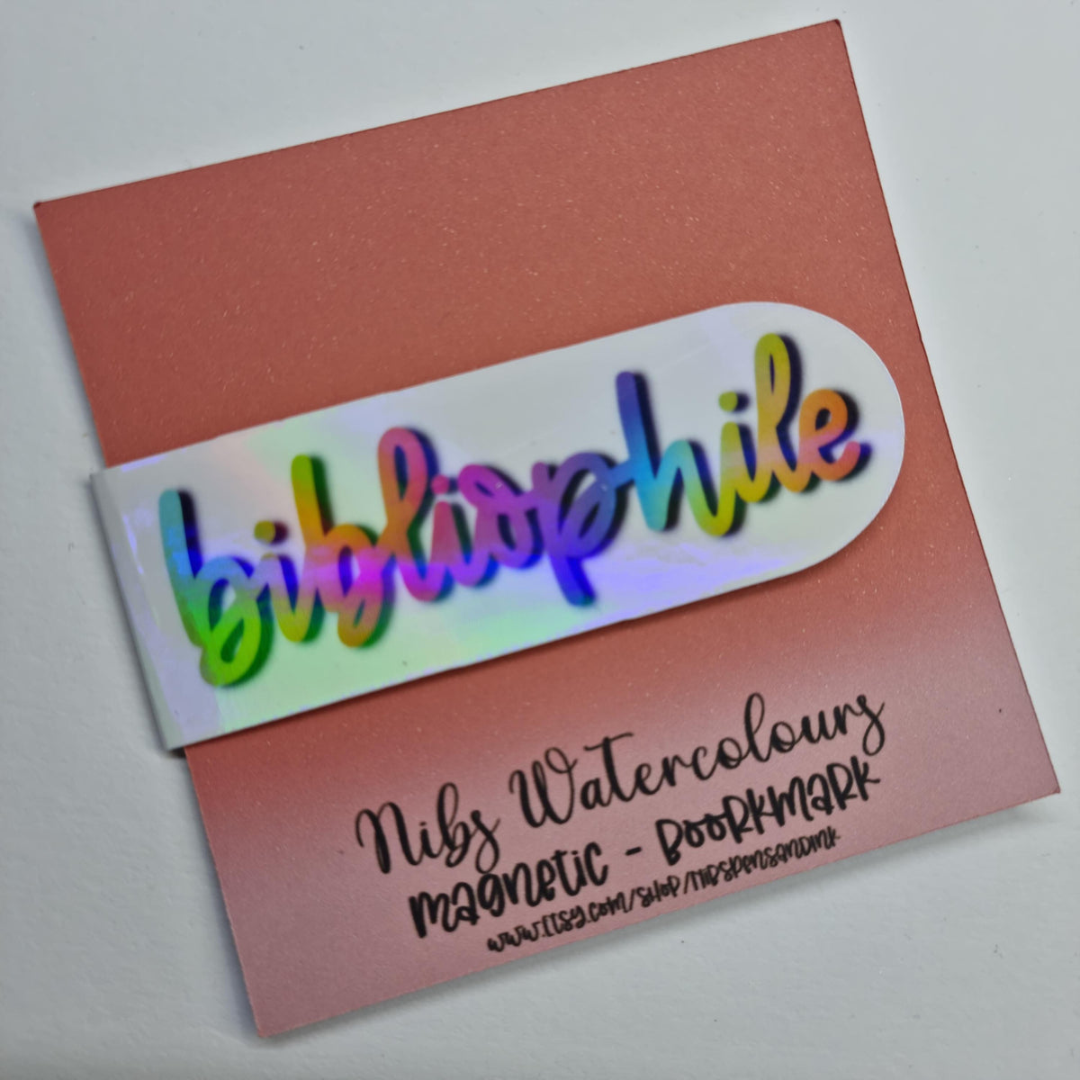 Holographic Bibliophile Magnetic Bookmark - Handmade Reader Gift