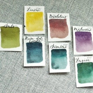 Handmade watercolour paint |Blue/turquoise/black granulating separating | Riva Del Garda | gift for artist |