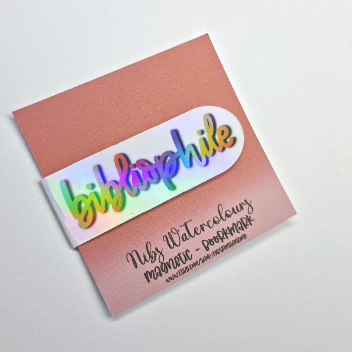 Holographic Bibliophile Magnetic Bookmark - Handmade Reader Gift