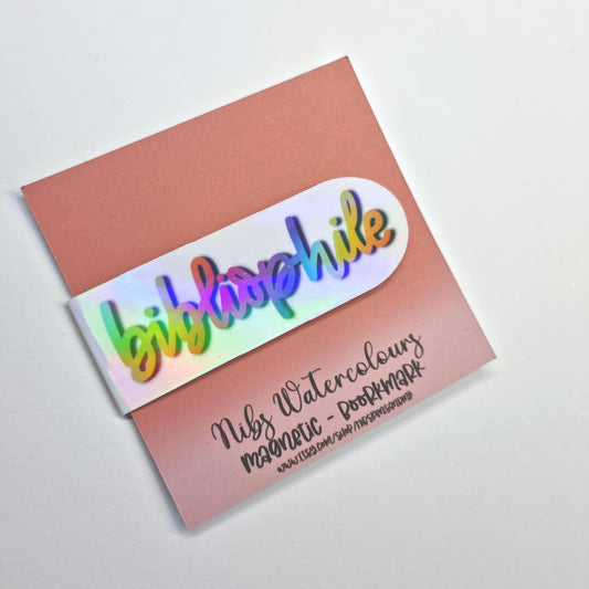 Holographic Bibliophile Magnetic Bookmark - Handmade Reader Gift