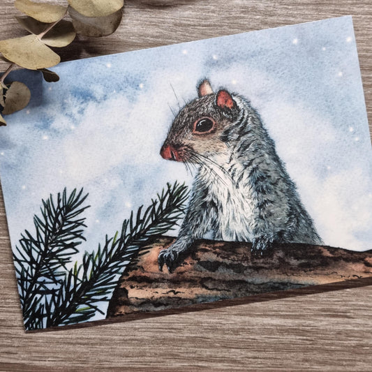Whimsical Luxury Squirrel Christmas Card | Adorable Xmas Greeting | Nature-Inspired Art | card for Dad