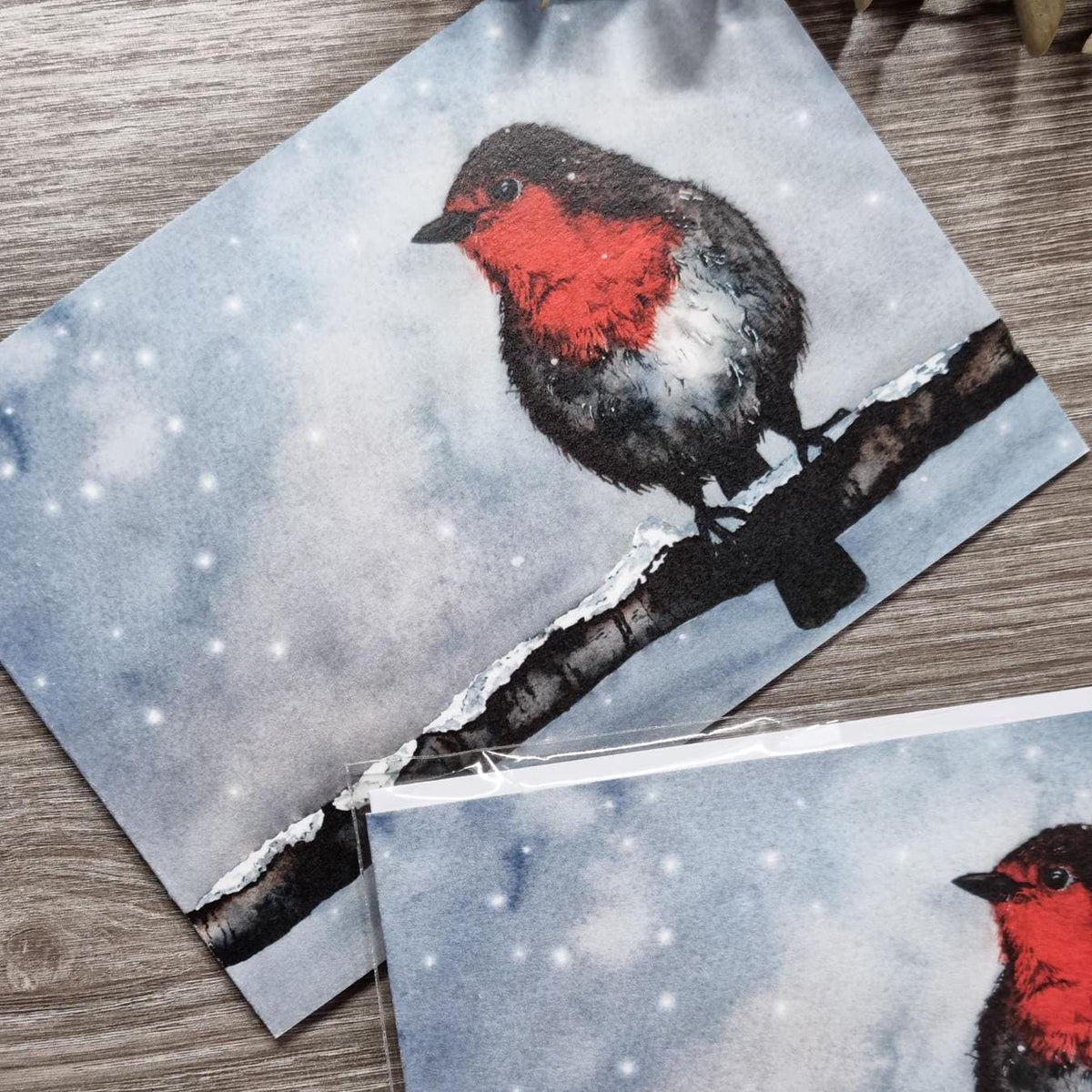 Nature Christmas Card Art Print | Unique Bird Illustration - Robin | Handmade Seasonal Greeting