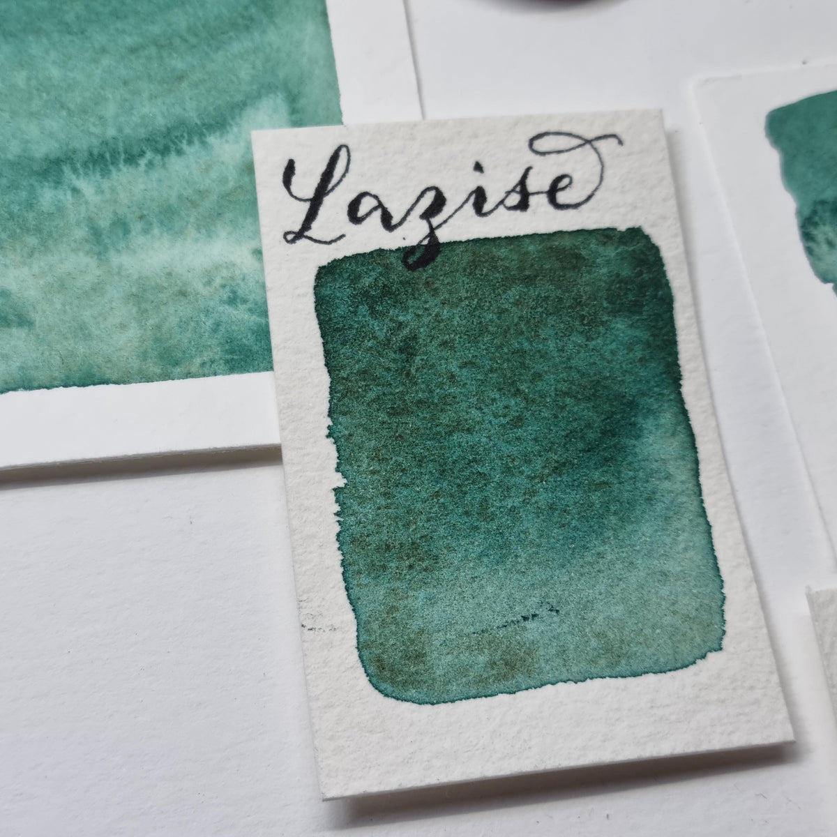 Handmade watercolour paint | green/brown granulating/separating |  Lazise | gift for artist