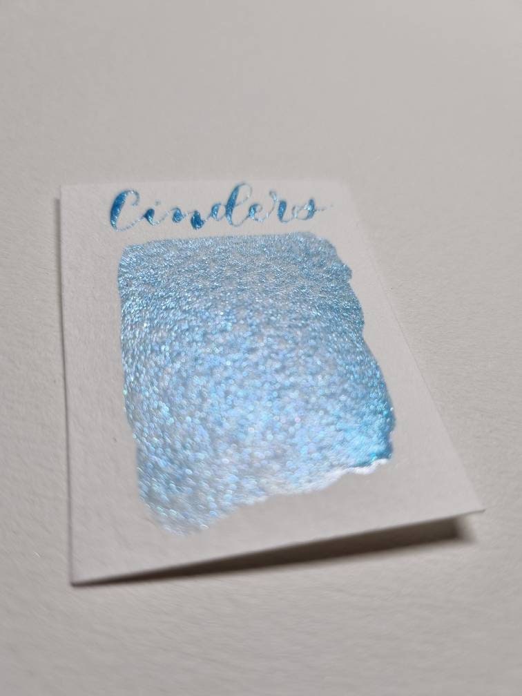 Handmade Glitter Blue Watercolour Paint | Vegan Mica Half Pan | Cinders