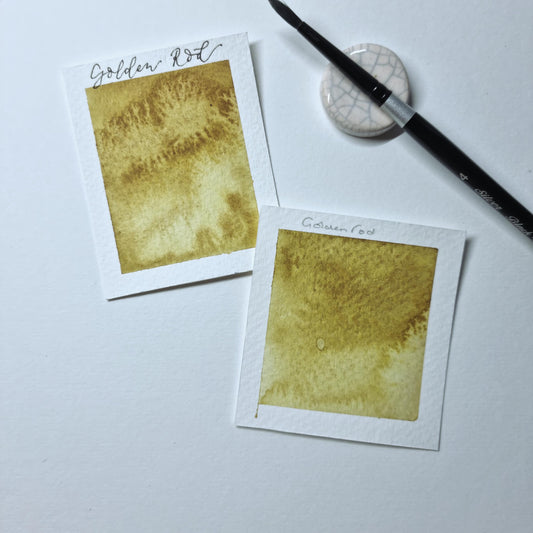 Handmade watercolour paint | vegan granulating Yellow/amber/brown | Golden Rod | gift for artist |