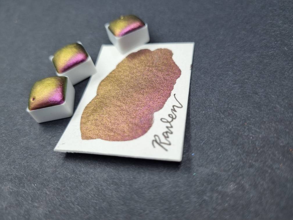 Handmade Vegan Watercolour Paint | Raven Chameleon Shade Shift (Mini Pan)