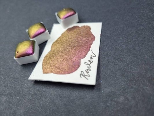 Handmade Vegan Watercolour Paint | Raven Chameleon Shade Shift (Mini Pan)