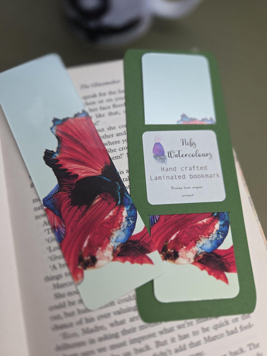 Handmade art print bookmark | watercolour nature bookmark | wildlife page marker | siamese betta fish