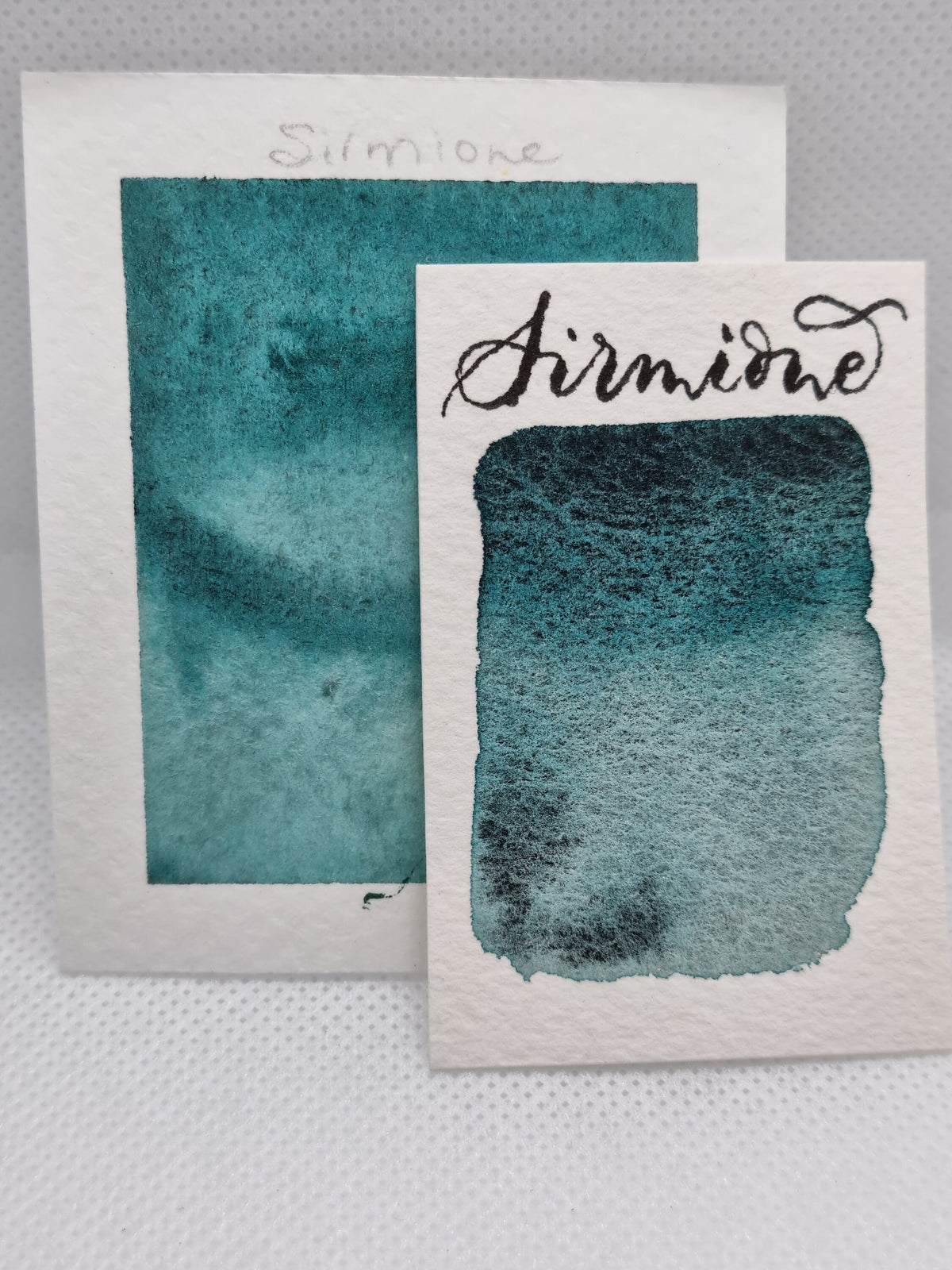 Handmade watercolour paint | Green/turquoise/black granulating separating | Sirmione | gift for artist