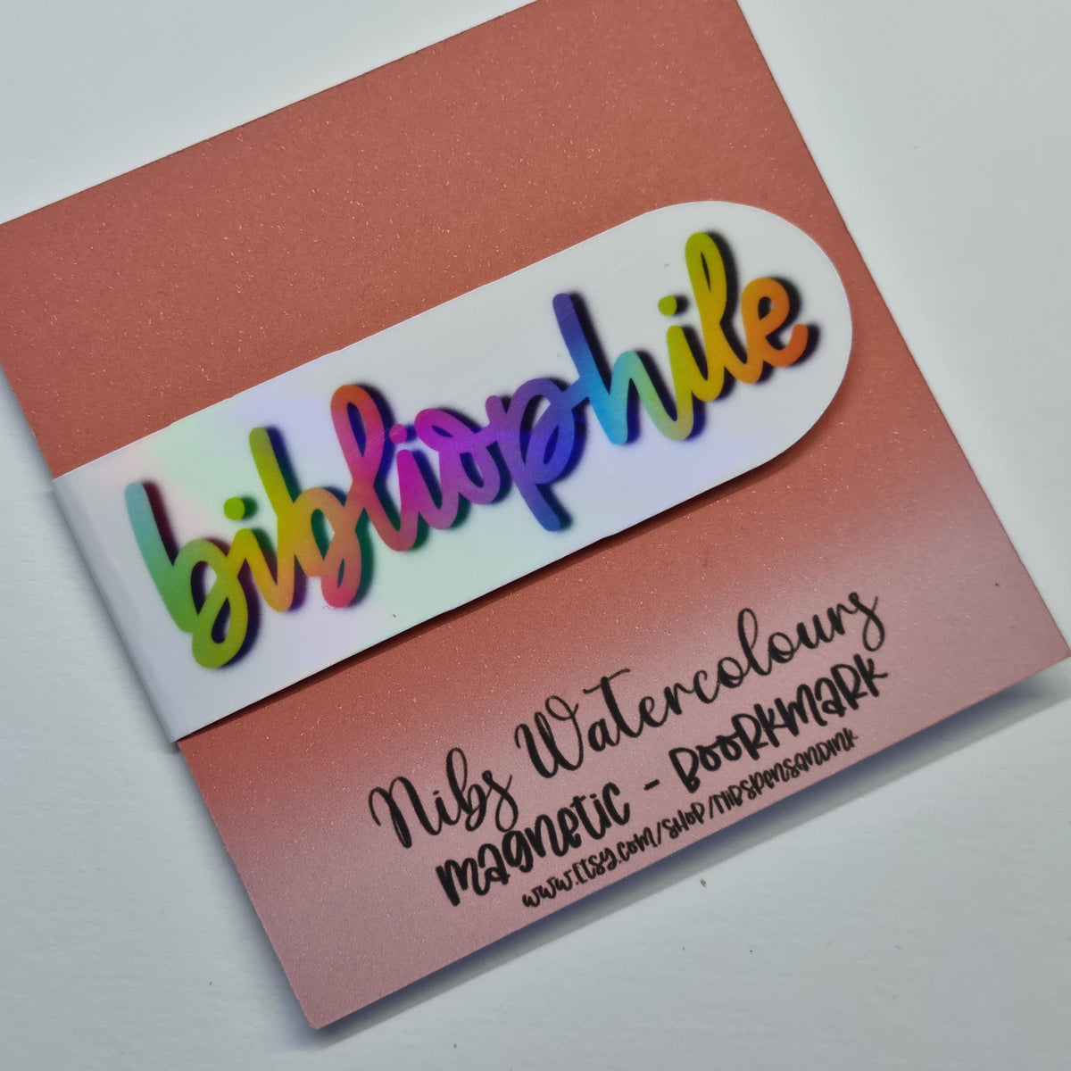 Holographic Bibliophile Magnetic Bookmark - Handmade Reader Gift